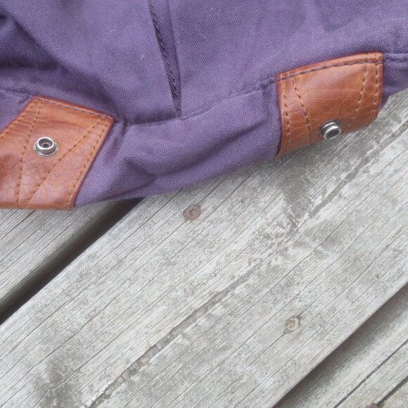 Vintage American Eagle 16" Cotton Canvas Purple Messenger Bag. - Picture 5 of 13